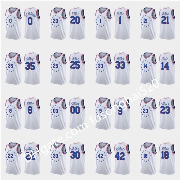 print men's women kids al horford joel embiid ben simmons jimmy butler shake milton white custom earned basketball jersey, Black;red
